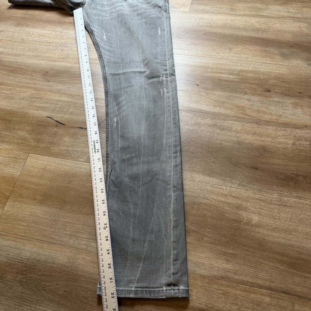 Diesel Tepphar Jeans Men 34x32 Gray Slim Carrot Stretch Distressed Whiskered - Picture 15 of 16